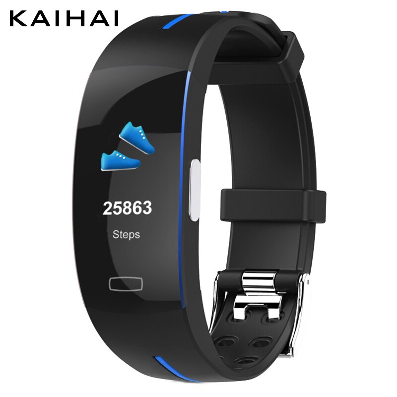 KAIHAI termometro PPG ECG tasso di HRV respiro braccialetto intelligente di misurazione della pressione sanguigna orologio wristband fitness Attività pista fascia: blue smart band