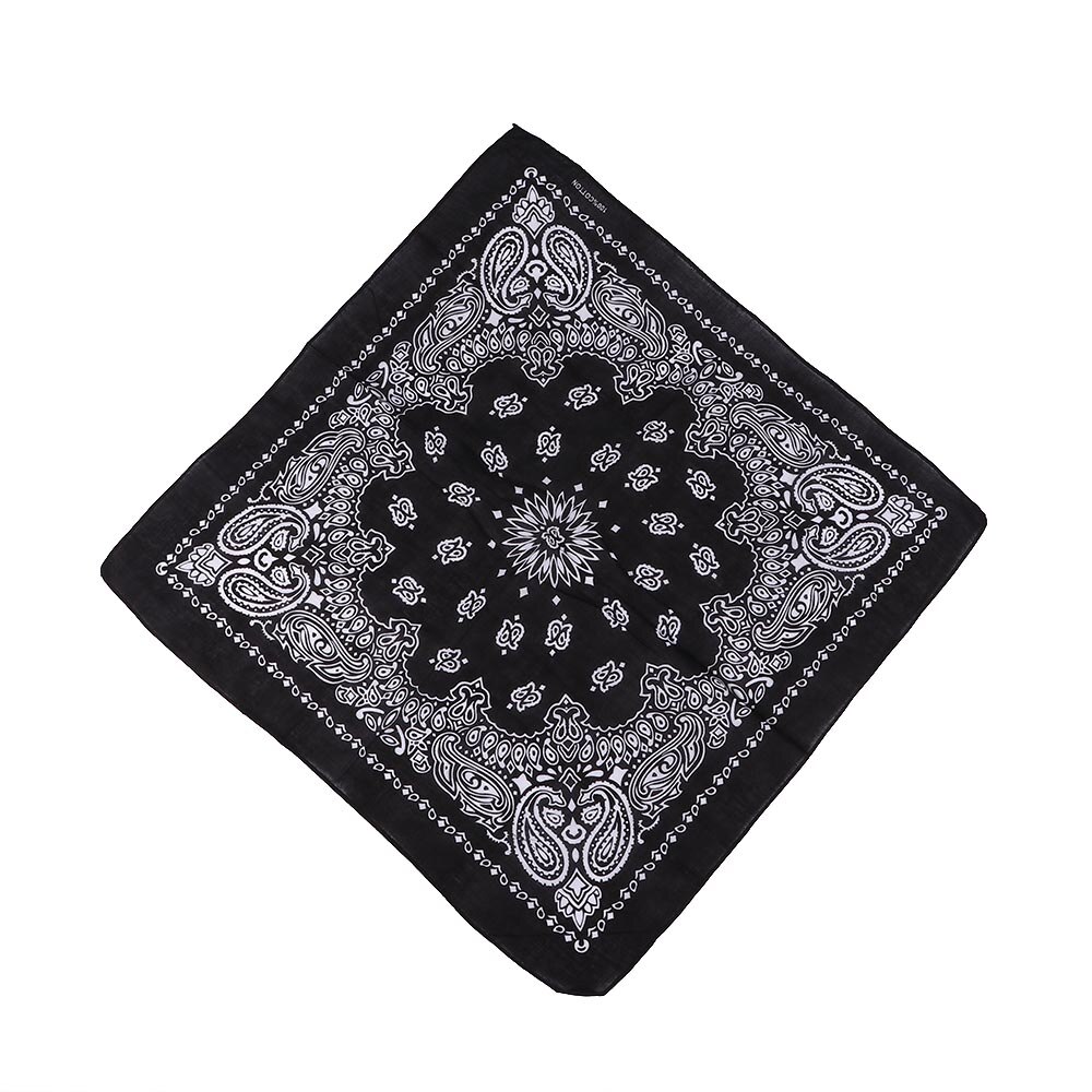 Unisex hip hop svart bandana huvudbonad hårband hals halsduk handled omslag fyrkantiga halsdukar tryck näsduk: Svart