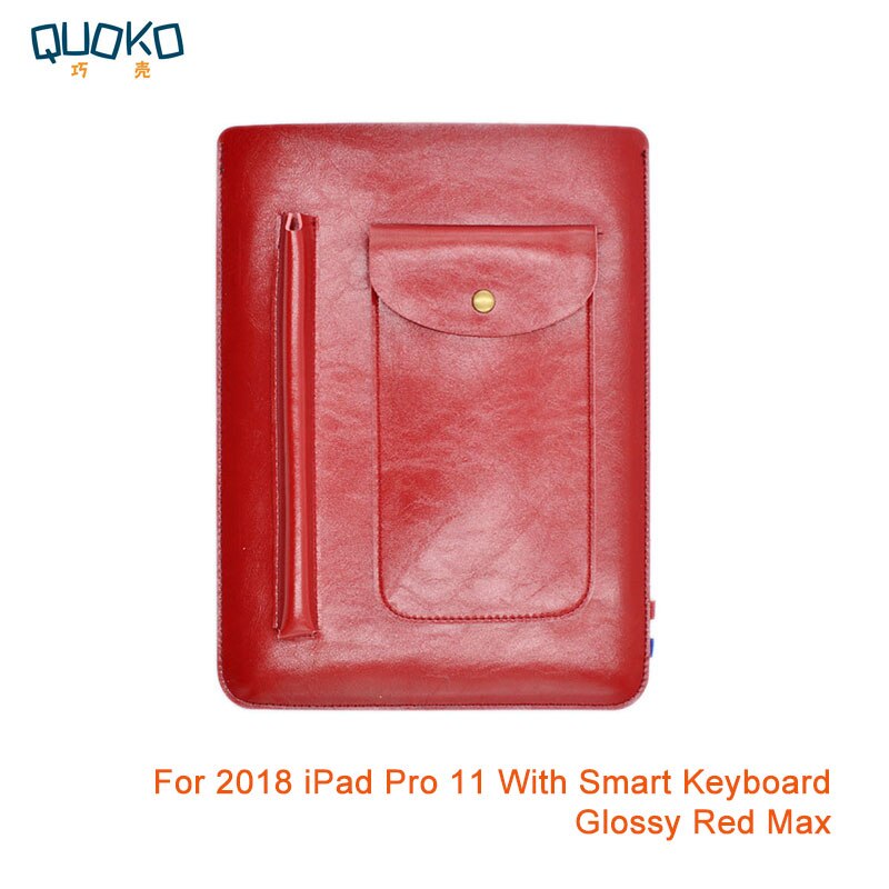 Multi-function ultra-thin super slim sleeve pouch cover,microfiber leather tablet sleeve case for iPad Pro 11 inch: Glossy Red Max
