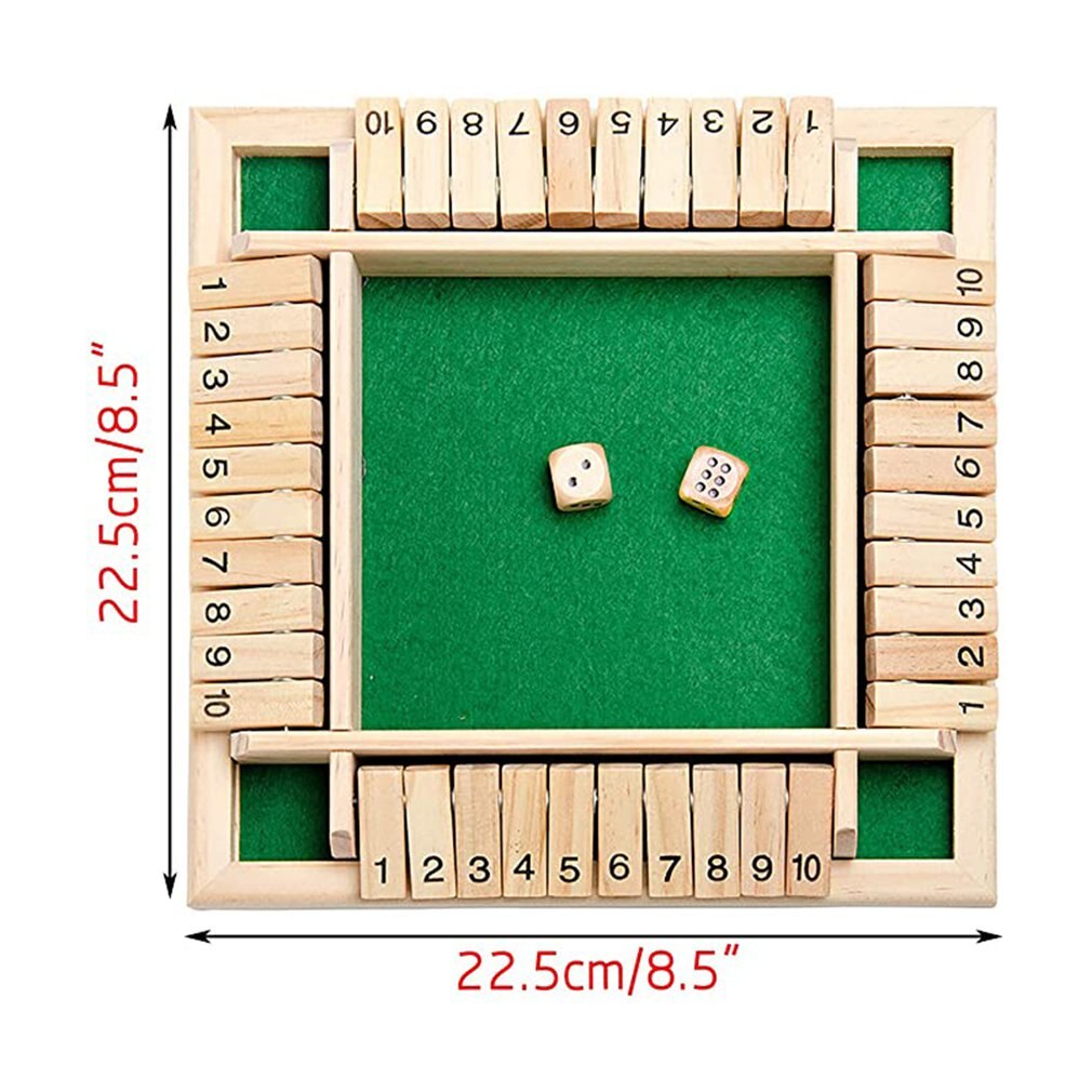 22,5x22,5 cm Kasten Würfel Brettspiel 4 Seitige 10 Anzahl Holz Klappen sterben Würfel Rollen für KTV Kneipe Bar Party Bord Spiel Trinken Stütze