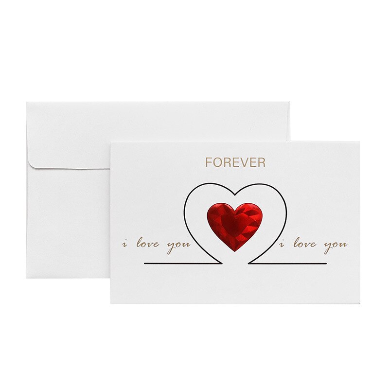 Seks stilarter solidt rødt hjerte lykønskningskort med konvolutter romantisk brev jeg elsker dig for evigt bryllupsinvitation: E