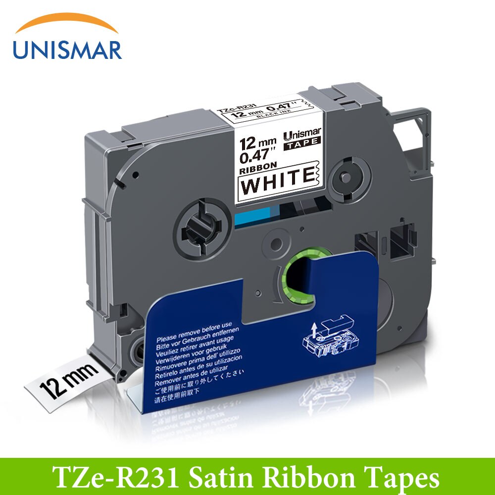 Unismar 1/2 "fita de cetim 12mm tze etiqueta fita TZe-RW34 ouro no vermelho tzrw34 para o irmão p-touch PT-H110 PT-D600 impressora labeler: Black on White