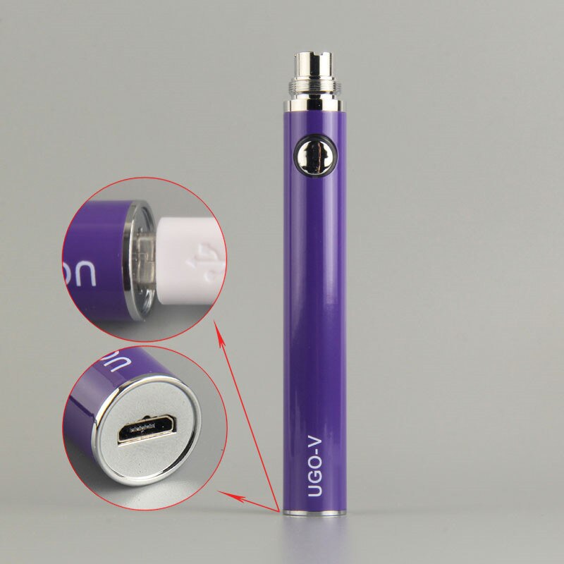 10pcs/Lot UGO vape Battery Micro USB Passthrough 900mah Electronic Cigarette EGO Battery For 510 Thread CE4 mt3 tank Vape pen: Purple  / 650mah