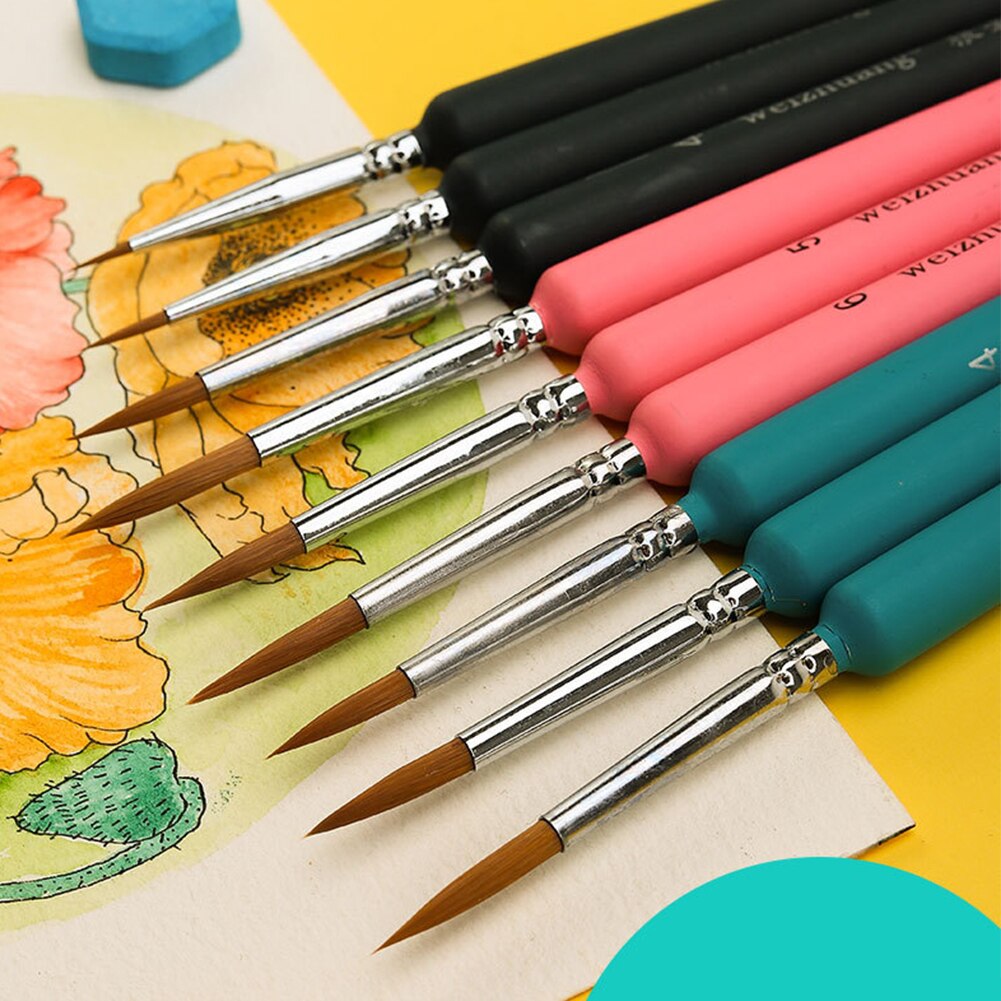 4 Teile/satz Wiesel Haar Aquarell Pinsel Stift Kunst Pinsel Holzgriff Haken Linie Stift für Gouache Öl Acryl malerei