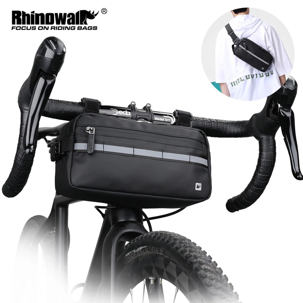 Rhinowalk-bolsa para manillar de bicicleta, bolso de hombro portátil multifunción, resistente al agua, accesorios para bicicleta, novedad de