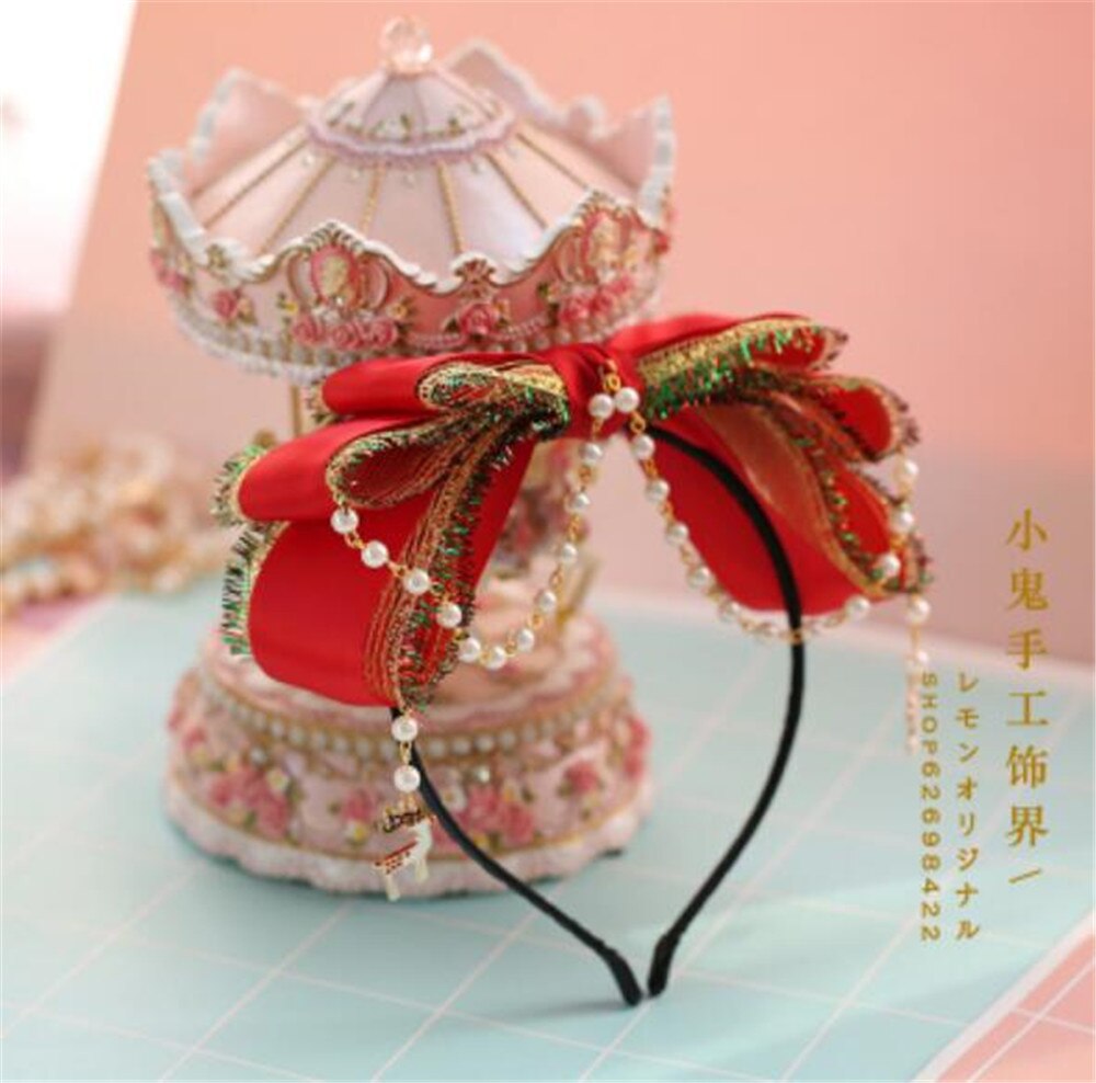 Kerst Kwastje Strik Trim Lolita Meisje Hoofddeksels Haar pin Kimono Badjas JK Haar Accessoires Decoratie Hoofdtooi B591: color 14