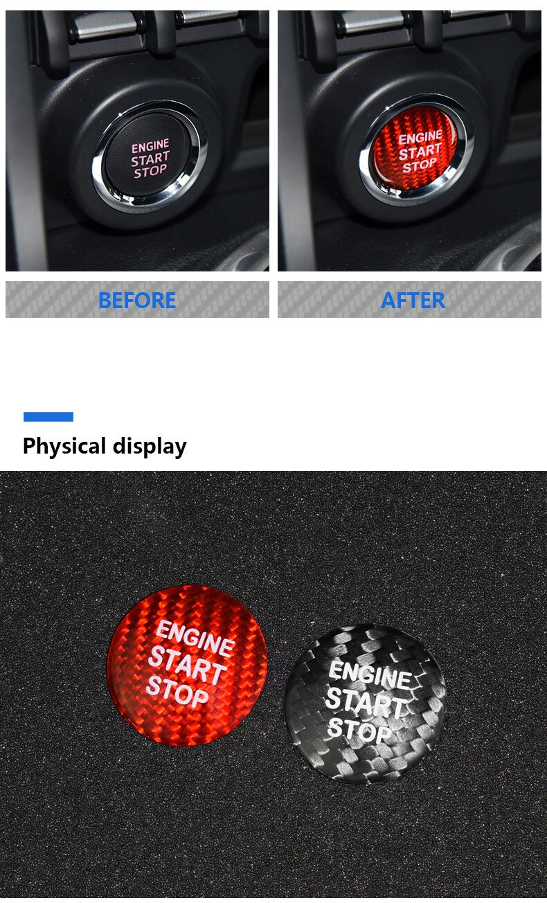Carbon Fiber Car Engine Start Stop Lgnition Key Ring Sticker For Subaru BRZ Toyota 86 Auto Accessories