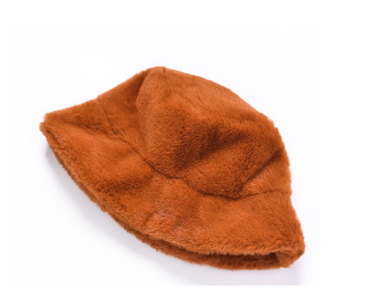 Kunstig pels flad top hætte vinter spand hatte til kvinder mænd afslappet solid damer tyk varm fløjl, at gå hat plys bob: Karamel