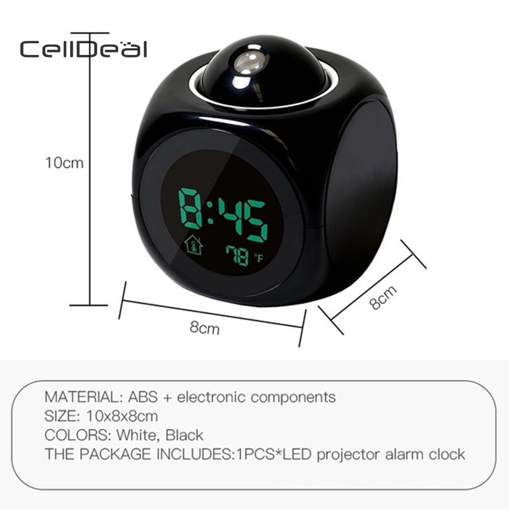 Multifunction Alarm Clock LED Wall/Ceiling Projection LCD Digital Voice Talking Temperature Projection Digital Alarm Clock