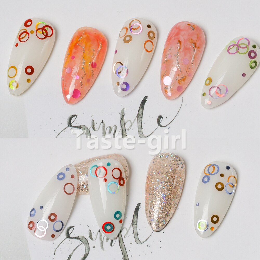 12 Kleuren Ronde Cirkel Holografische Glitter Gel Nagellak Pailletten Nail Art Decorations Decals Nep Nagels Accessoires Benodigdheden