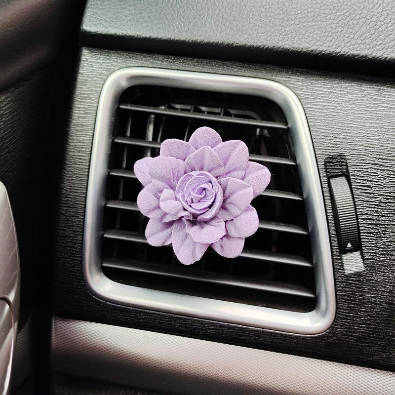Rose Flower Car Accesories Interior Flowers Car Air Freshener Aromatherapy Air Vent Clip Cute Rose Auto Perfume Decoration: Paars