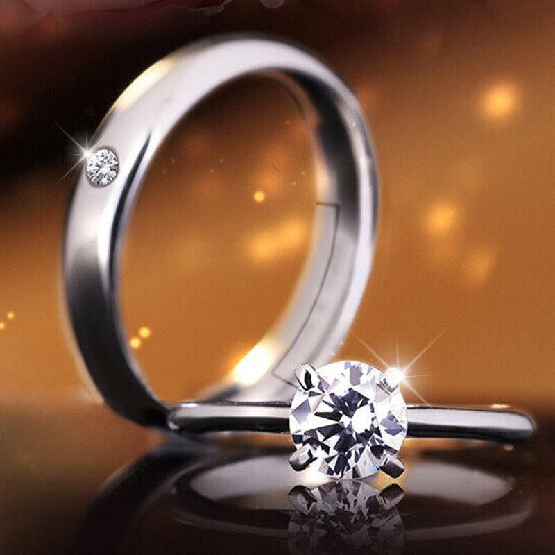 Eenvoudige Zirkoon Crystal Paar Ringen Voor Liefhebbers Engagement Wedding Band Mode-sieraden Accessoires Valentijnsdag Aanwezig