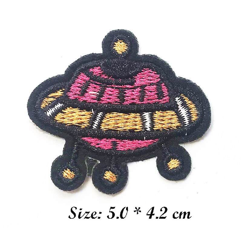 Rocket Flying saucer Space ship Patches Embroidered for Clothing DIY Stripes Applique Clothes Stickers Sewing Iron On Clothes: 3