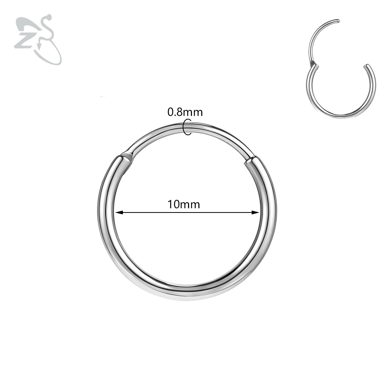 Zs 1pc runde krystal næse piercing sølvfarvet septum ring rustfrit stål næse clicker brusk piercing 20g kropssmykker: Antik kobberbelagt