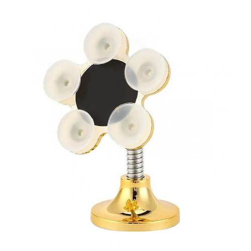 360 Degree Rotating Flower Shape Car Home Suction Mobile Phone Holder Bracket: 1 Golden