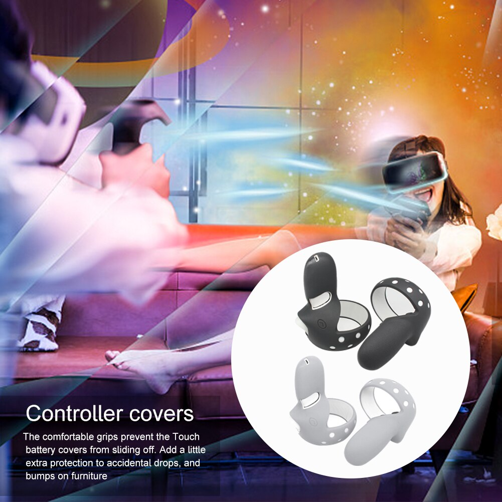 1pair VR Glasses Handheld Silicone Home Soft Smooth Touch Controller Grip Cover Dustproof Gaming Accessories for Oculus Quest 2