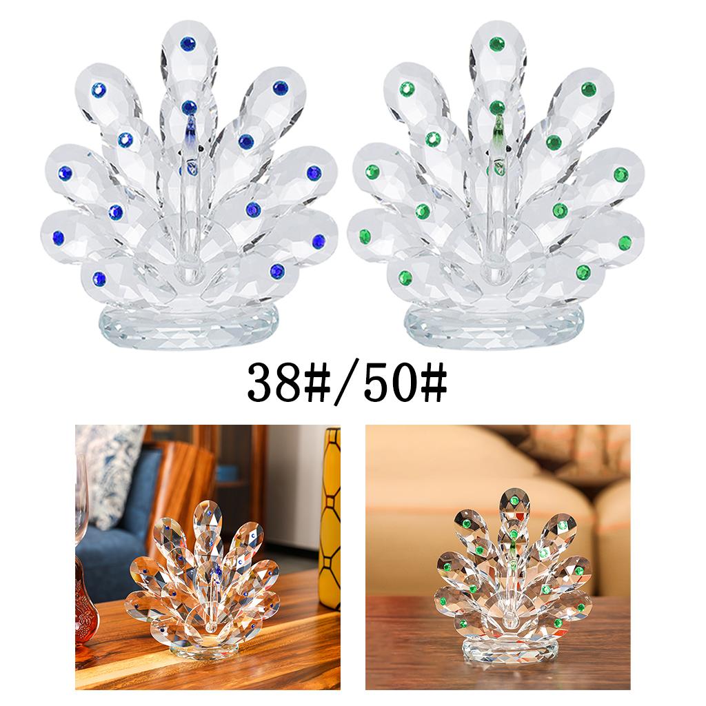 Crystal Peacock Sculpture Statue Figure Collection Desktop Home Office Decor