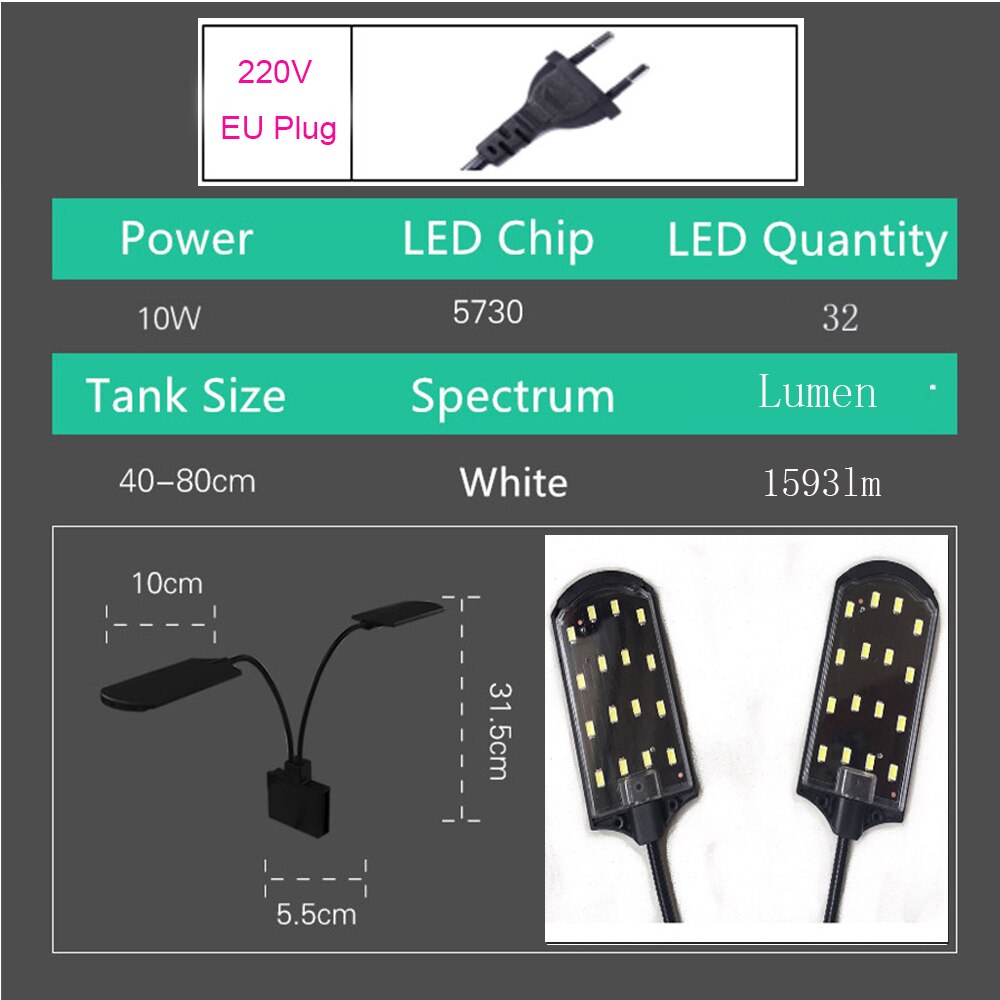 10W Aquarium Led Grow Light Blue &amp; White Nano Led Aquarium Licht Reef Aquarium Led Licht Voor Vis Tanks: X7 EU Plug