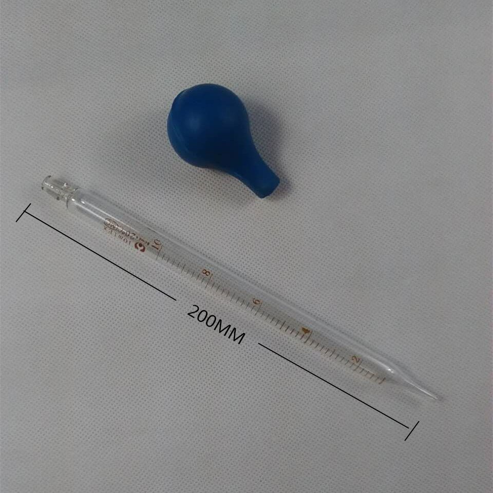 10ML Glass Graduated Dropper Pipettes Transfer Pipette With Blue Rubber Suction Bulb Size 12x 200mm Vol 10ml 3pcs/lot