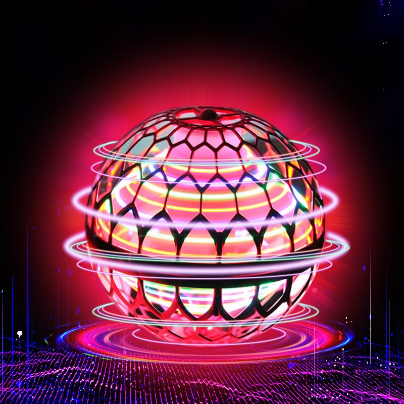 Pro flyvende bold spinner legetøj håndstyret drone helikopter hoverball mini ufo med rgb lys børn drenge piger gaver 1: Rød