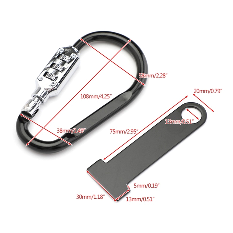 Motorcycle Helmet Lock Buckle Scooter Anti-theft Open Face Helmet Lock Fastener with T-Bar For Motorbike Bike Padlock Helmet