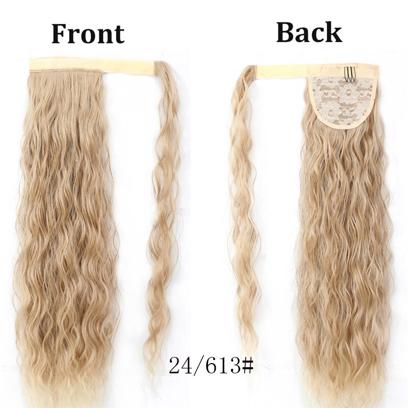 Lanyi extensión de cola de caballo sintética para mujeres envuelve alrededor de Magic Past Yaki Cola de Caballo de maíz onda Clip en la Ondulado Natural del pelo: 24-613