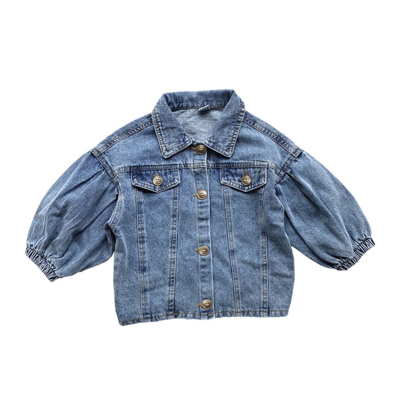 Höst tjejer långärmad jeansjacka barn puffärm jeans jackor tjejer kappa
