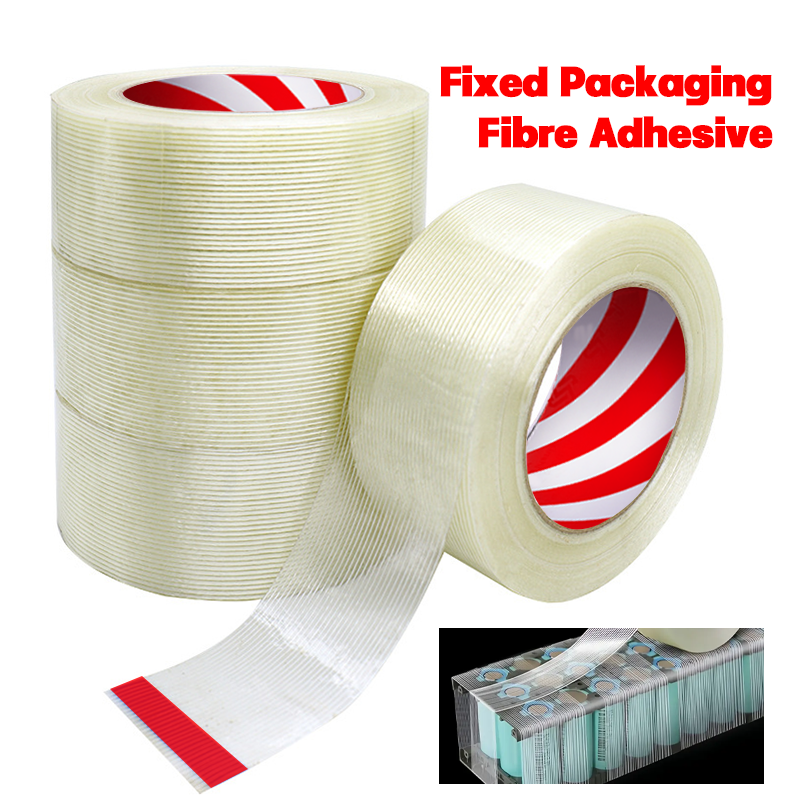 25 m Glasfaserband, transparent, gestreift, Faserband, wasserdichtes Klebeband, Lithium-Akku, Isolierfolie, Verpackung, fest