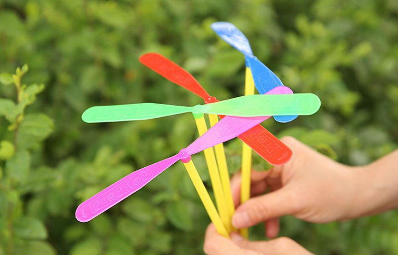 1/10 Pcs Kinderen Plastic Bamboe Libelle Propeller Outdoor Dragonfly Kids Kinderen Vliegende Outdoor Speelgoed