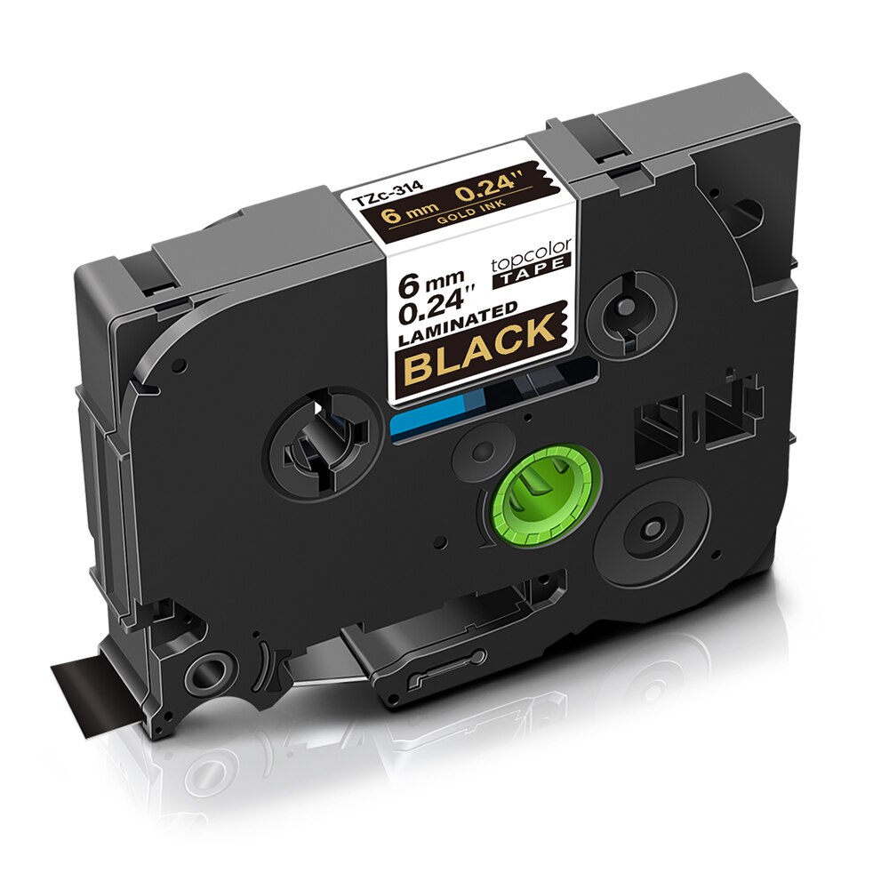 Topcolor 3PK 6Mm Tape Tze 314 Vervangen Brother Label Maker P-Touch Printer Tze-314 Tz314 Goud Op zwart 6Mm Sticker Tape 110