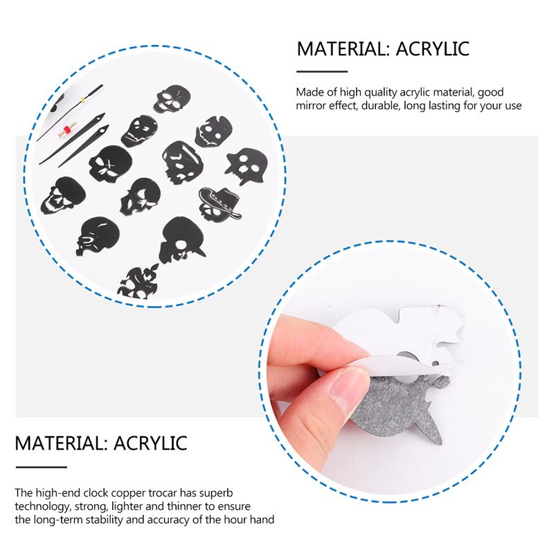 Halloween Decoration Wall Clock Skull Skeleton DIY Mirror Surface Wall Clocks Modern Living Room Clocks Wall Art Home Decor