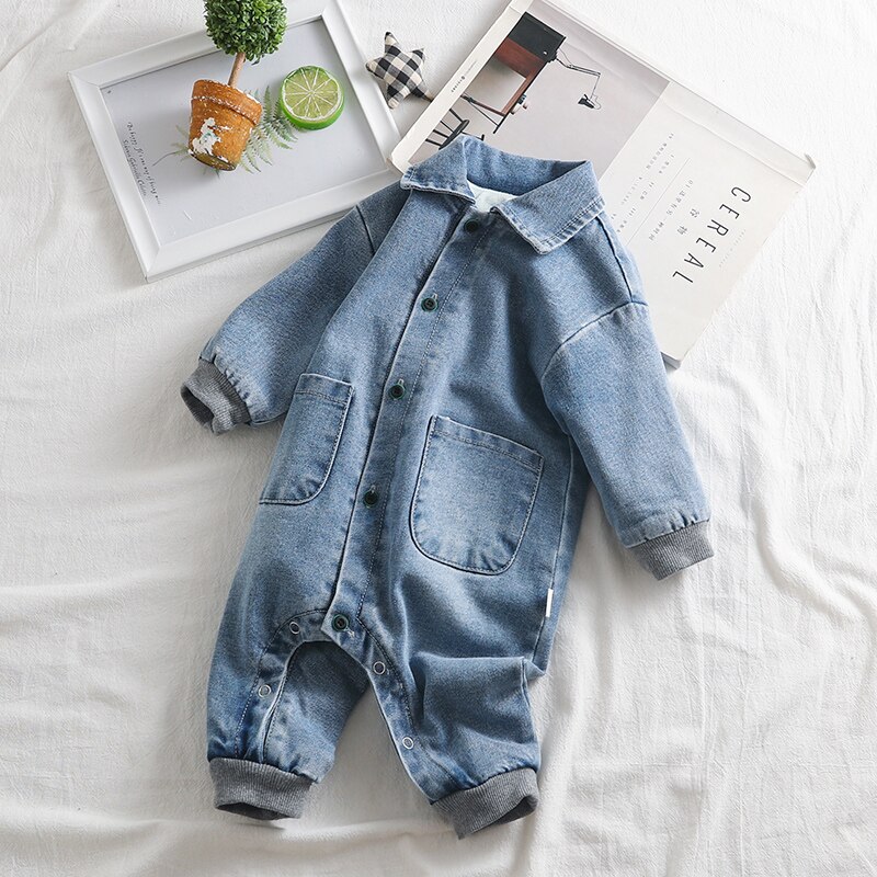 66-100cm winter denim dikke warme fleece binnenkant baby gap baby jongen winter romper baby meisje overall