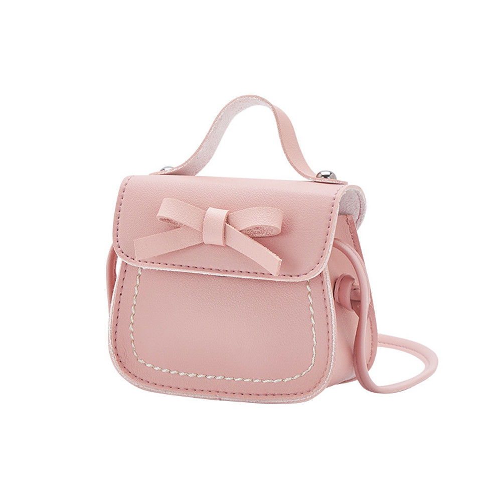 Kinderen Peuter Baby Meisjes Prinses Schoudertassen Handtas Peuter Baby Pu Mini Leuke Vlinder Strikje Messenger Bags 7 Kleuren: Light pink