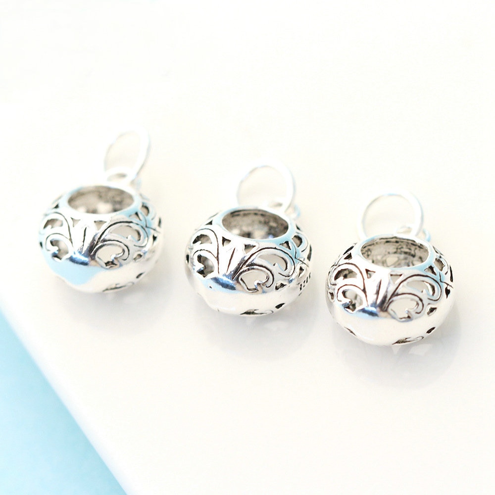 925 Sterling Silver Hollow Out Retro Spacer Beads With Hook for Charm Pendant DIY Necklace Bracelet Jewelry Making