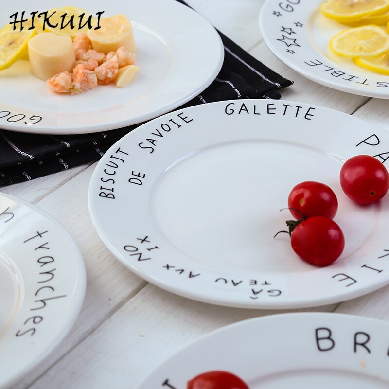 8 pulgadas estilo europeo patrón de dibujos animados redondo plato plano de porcelana de la cena de cerámica pastel ensalada placa vajilla Cena