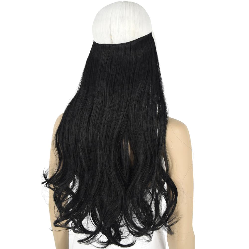 Extensions de cheveux de Halo de TOPREETY ondulent les postiches cachées par fil élastique Invisible aucune Fiber synthétique résistante à la chaleur d'agrafe TPYLW90
