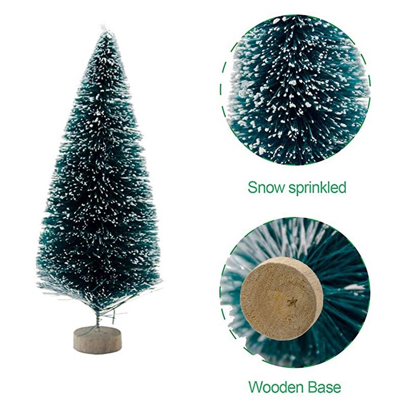 Mini árboles en miniatura artificiales de Navidad, 56 Uds., Sisal esmerilada, árboles de Navidad, brocha de botella, árboles para manualidades artesanales para el hogar
