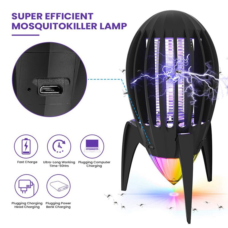 Electronic Mosquito Killer Aliens Exterior with Night Atmosphere Light 14-H Battery Life for Home Indoor