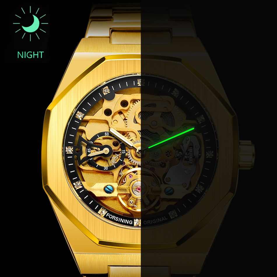 Forsining Automatic Mechanical Watch Luminous Three Eyes Six Needles Skeleton Top Brand Luxury Male Wrist Watch Wrist Clock