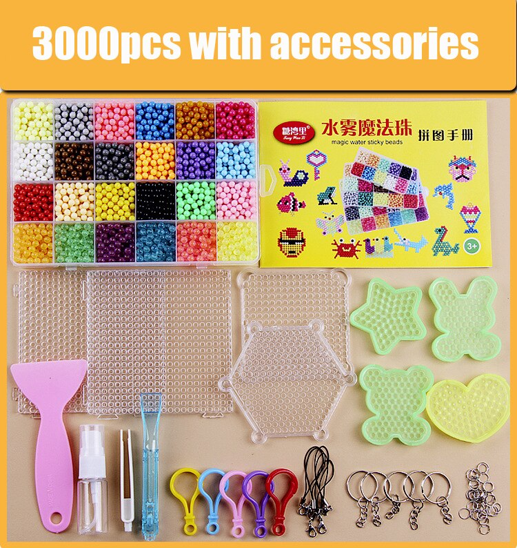 Perline Set di Giochi con la Palla 3D Fatti A Mano Giocattoli Magici per I Bambini 6000pcs 24 Colori Ricarica Perline Di Cristallo di Puzzle FAI DA TE di Acqua A spruzzo: 3000pcs with tools