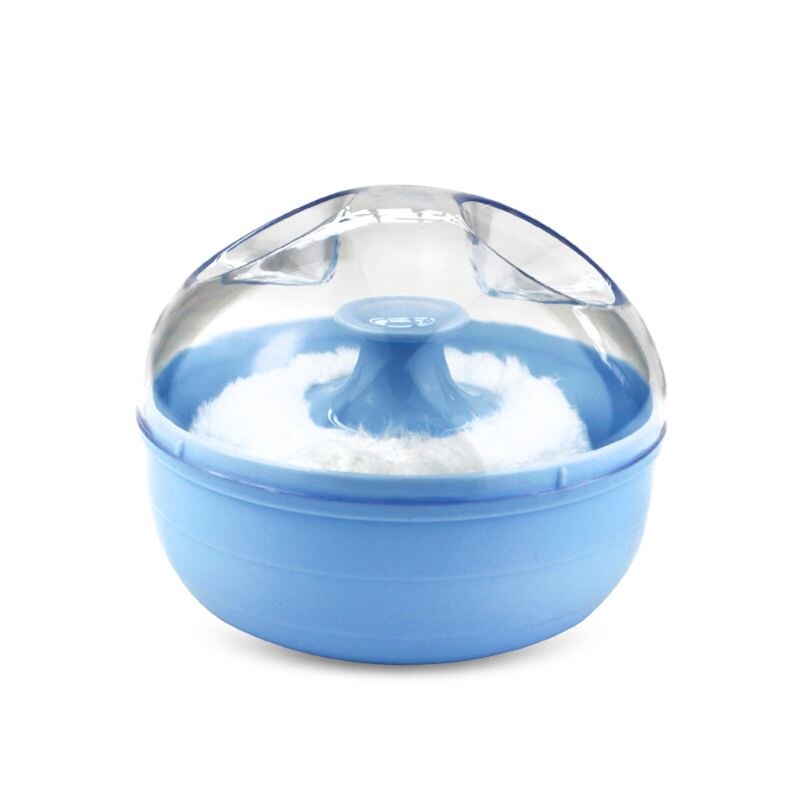 Draagbare Baby Zachte Lichaam Talkpoeder Puff Spons + Box Case Container Nuttig 203E: 9FF1001181-BL