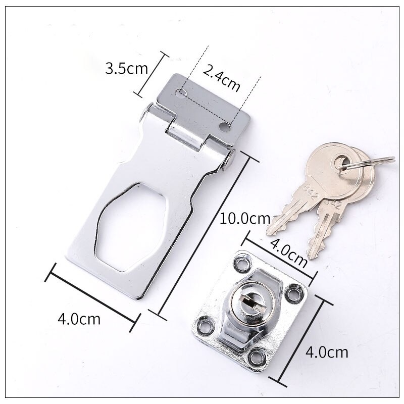 Stainless Steel Plating Self Locking Security Hasp Staple Lock Cupboard Padlock Door/Shed/Gate/Van Lock/desk/close with 2 Keys: CSilver