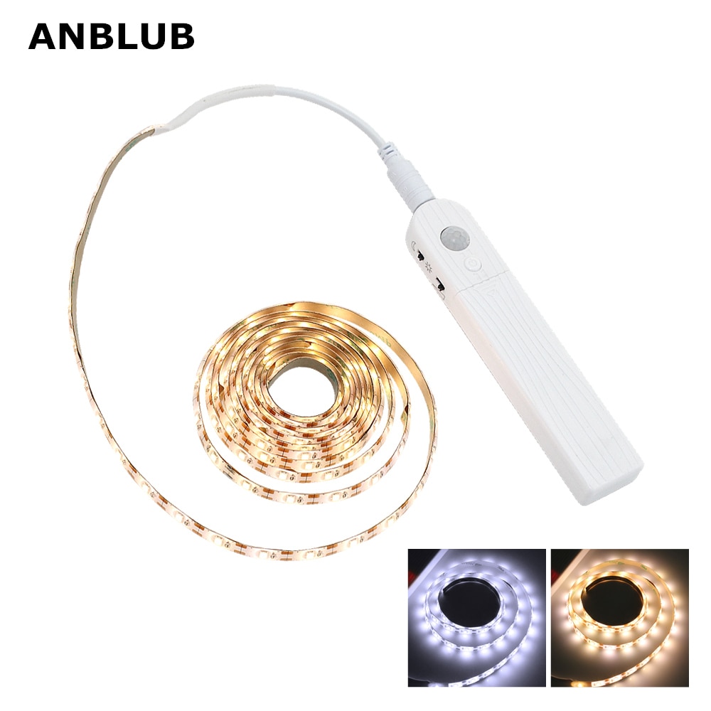 ANBLUB 1M 2M 3M Motion Sensor LED nachtlampje Bed Kabinet Trappen licht LED Strip lamp Batterij aangedreven Voor TV Backlight verlichting