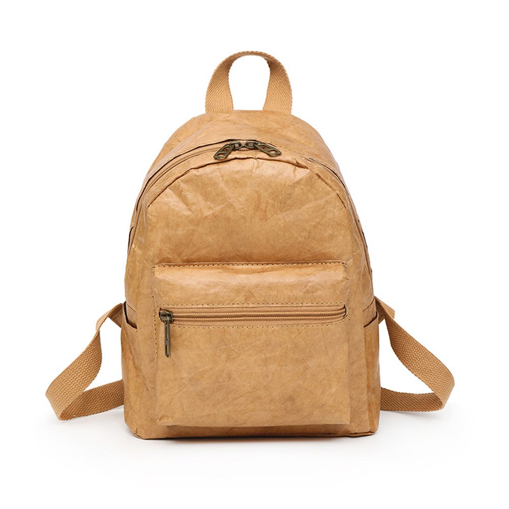 Mochila plegable para hombre y mujer, bolso de hombro, impermeable, con cremallera, papel Kraft, resistente a FA $1: Brown