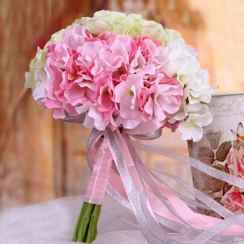 Buque De Noiva Romantic Holding Flowers Laurustinu with Ribbon Bridal Bouquet for Bridesmaids Flower Girl