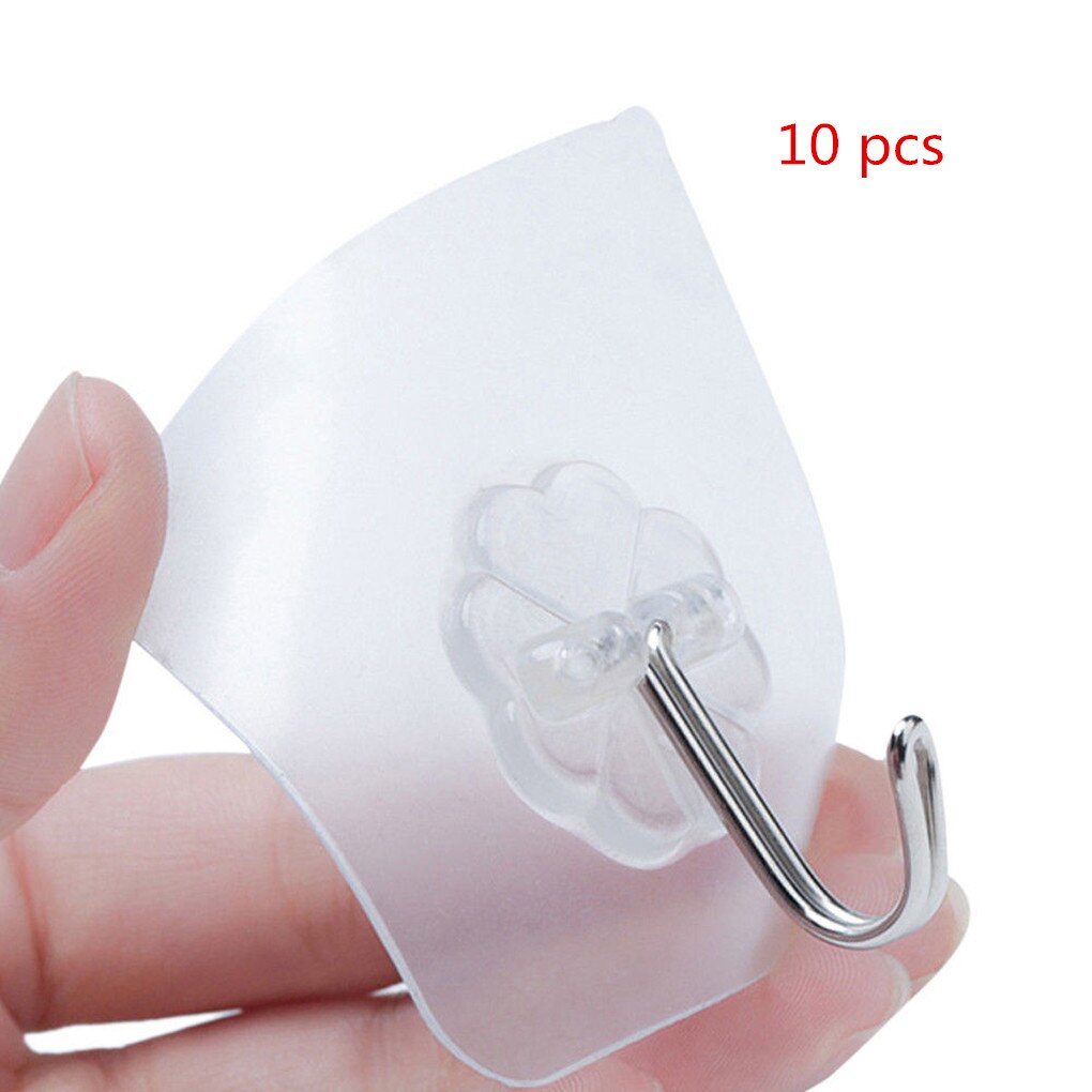 6/10 stuks klevende haken keuken wandhanger transparant verwijderbare klevende hanger herbruikbare wandhaken: Jj9439-00 10 stuks