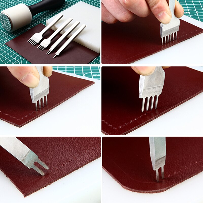 3/4/5/6mm Leather Chisel Spacing Punch Tool For Leather Hole Punches Stitching Sewing DIY Leather Craft Tools 1/2/4/6 Prong