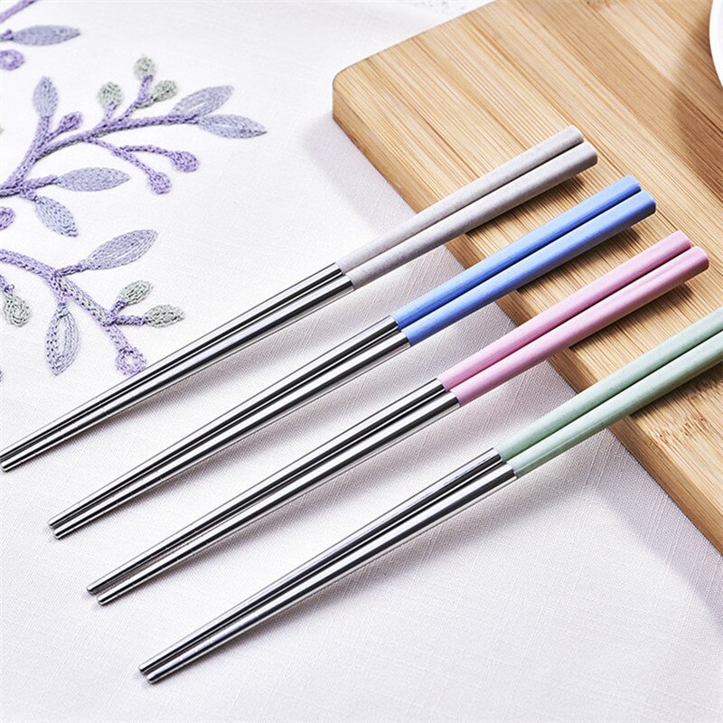 Vacclo Stainless Steel Chopsticks Eco-friendly Mildew Proof Sticks Delicate Domestic Kitchen Tableware for Food Rice Cutlery