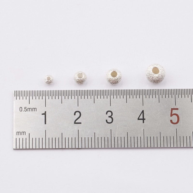 5PCS 3-6mm 925 sterling silver Beads Exquisite brushed round beads Loose Spacer silver Beads Bracelet Necklace Jewelry Making