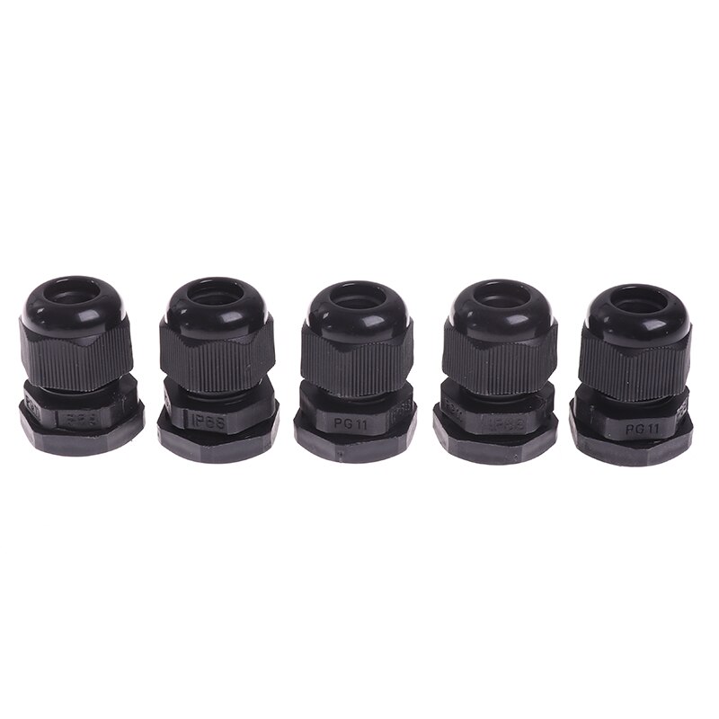 5 kpl vedenpitävä läpivientiholkki kaapelin läpivienti  ip68 pg7- pg16 nylon muoviliitin 3-6.5mm nailon muoviliitin: Musta 5 kpl  pg11